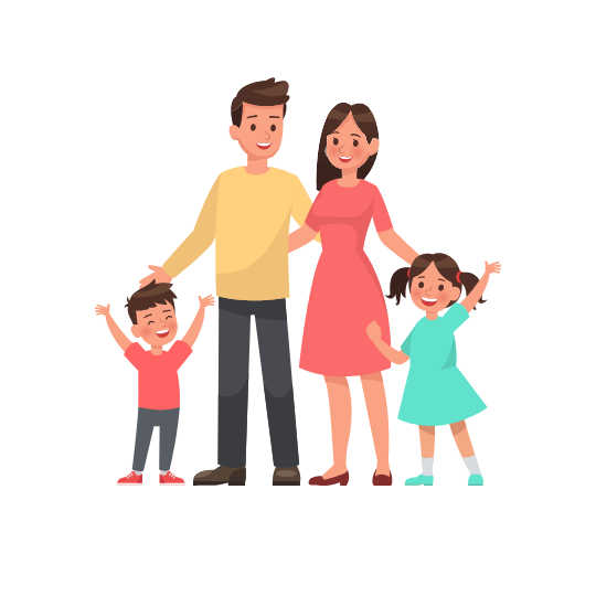 fröhliche Familie mit 2 Kinder